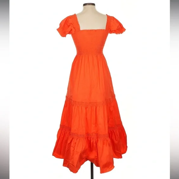 Elegant Orange Smocked Maxi Dress - Picture 3 of 4